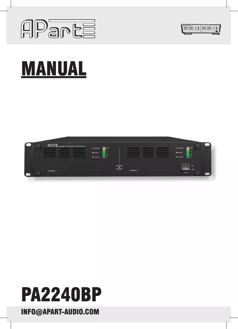 Page 1 of the manual User Manual APart PA2240BP