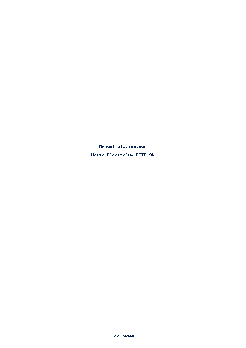 Page 1 de la notice Manuel utilisateur Electrolux EFTF19K