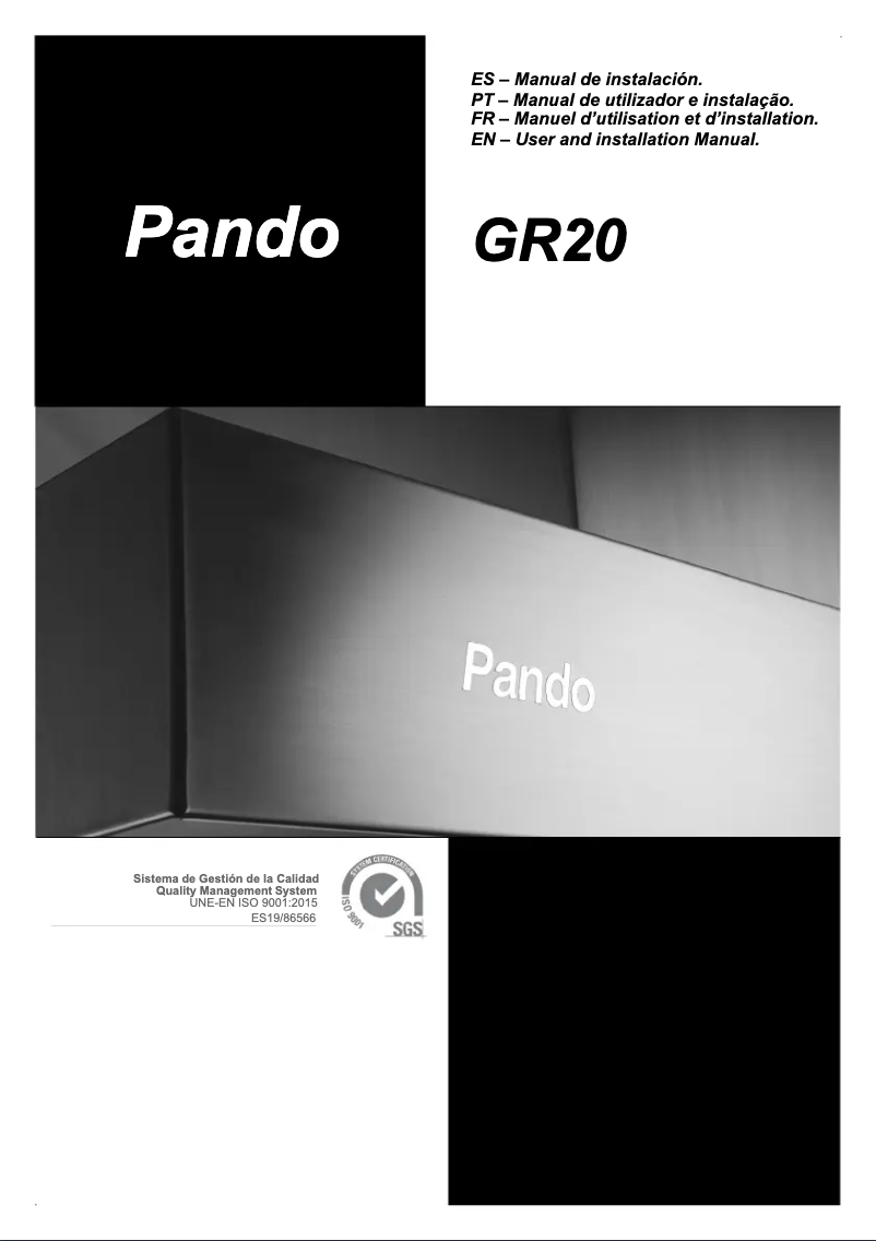 Page 1 de la notice Manuel utilisateur Pando GR20