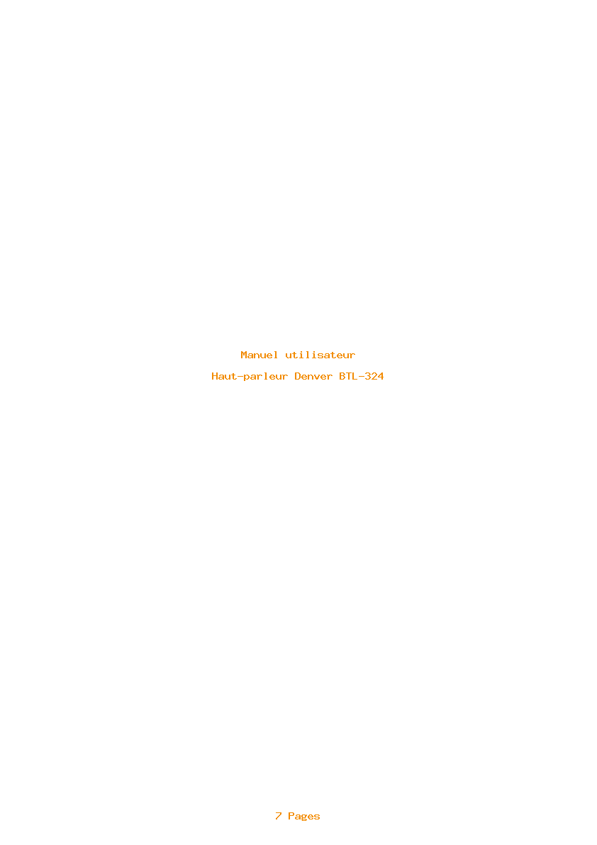 Page 1 de la notice Manuel utilisateur Denver BTL-324