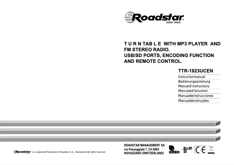 Page 1 of the manual User Manual Roadstar TTR-1923UCEN