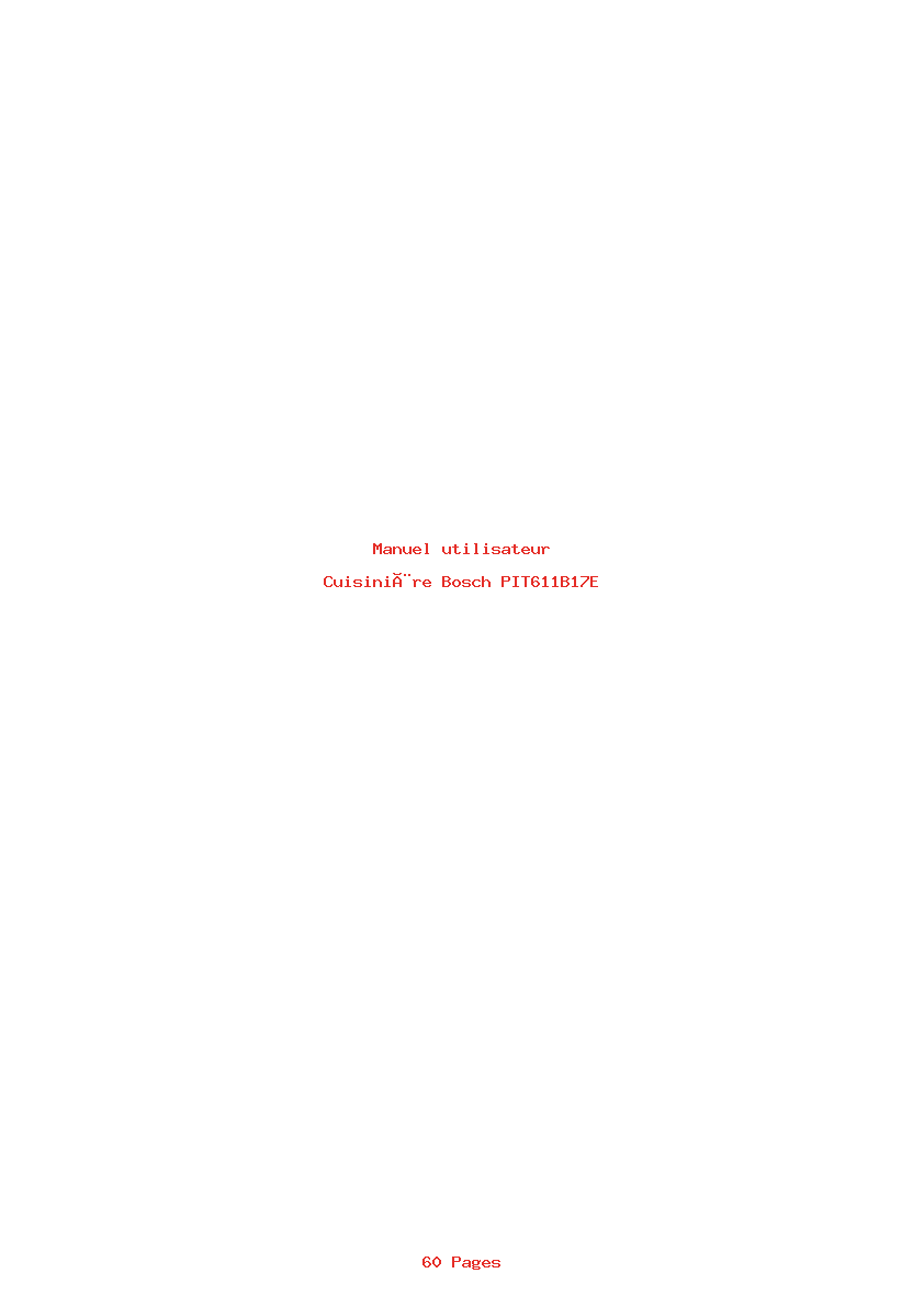 Page 1 de la notice Manuel utilisateur Bosch PIT611B17E