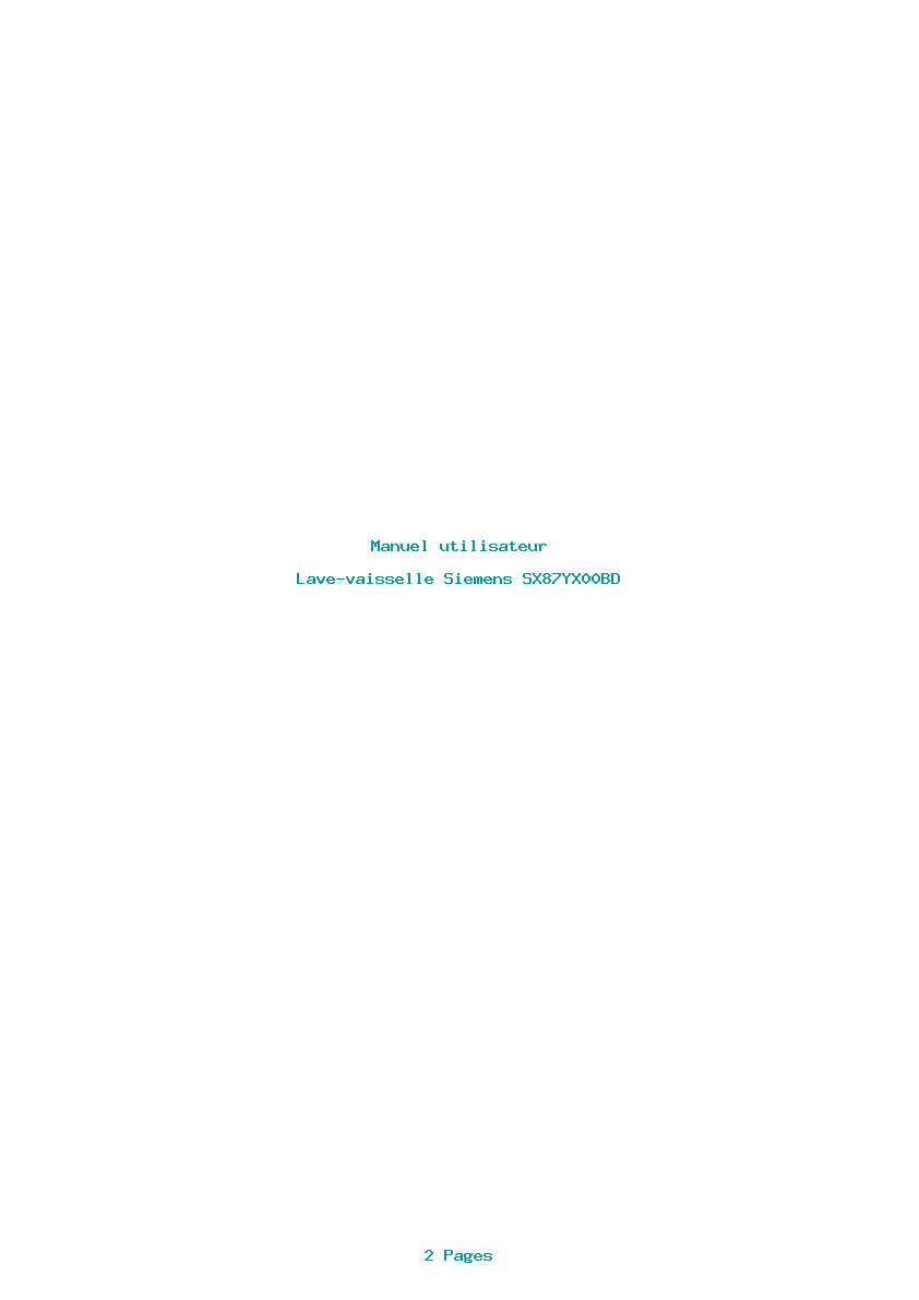 Page 1 de la notice Manuel utilisateur Siemens SX87YX00BD