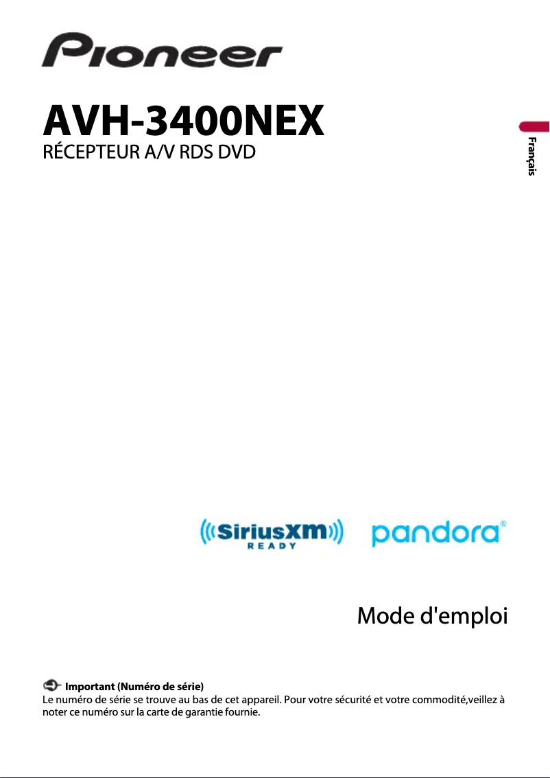 Page 1 de la notice Manuel utilisateur Pioneer AVH-3400NEX