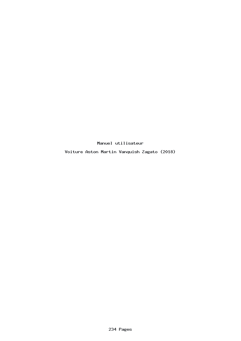 Page 1 de la notice Manuel utilisateur Aston Martin Vanquish Zagato (2018)