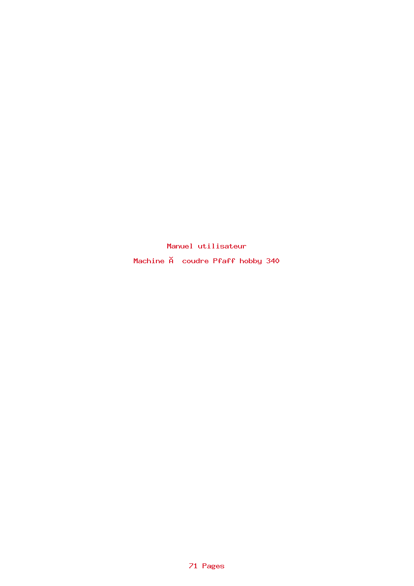 Page 1 de la notice Manuel utilisateur Pfaff hobby 340