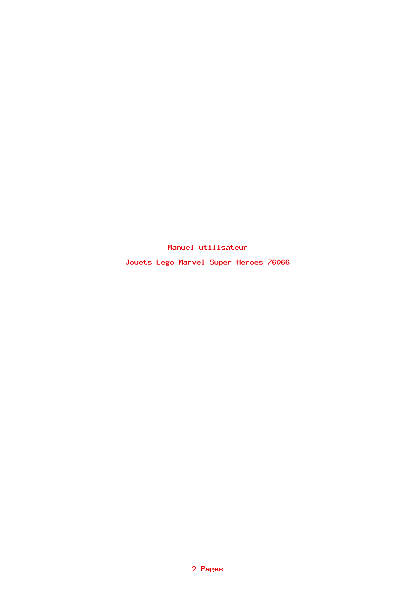 Page 1 de la notice Manuel utilisateur Lego Marvel Super Heroes 76066