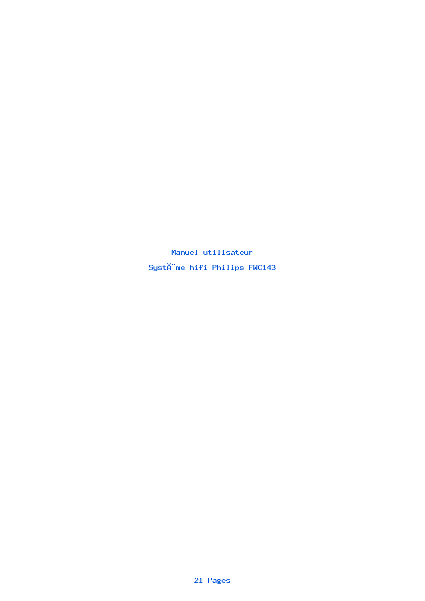 Page 1 de la notice Manuel utilisateur Philips FWC143