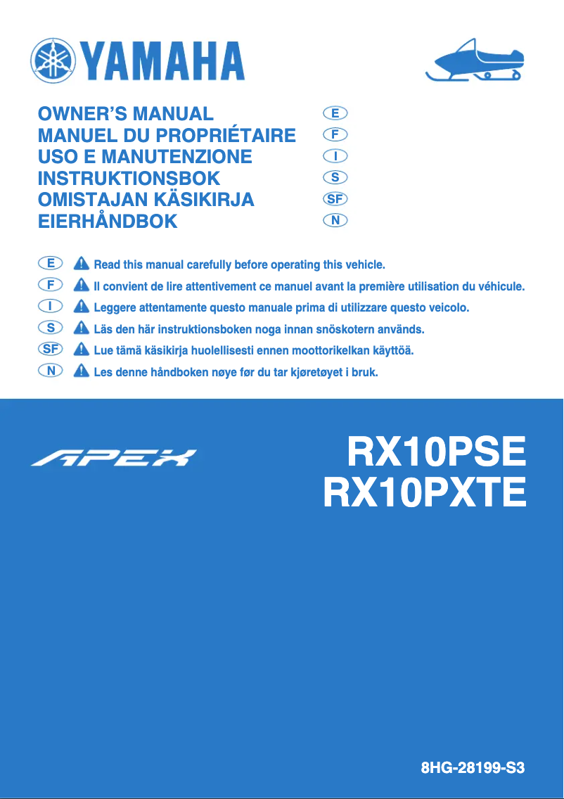 Page 1 de la notice Manuel utilisateur Yamaha APEX X-TX (2014)