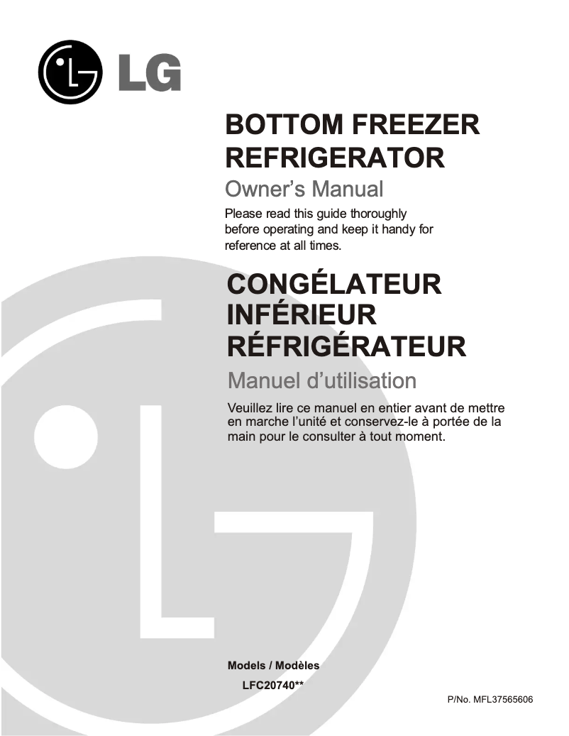 Page 1 de la notice Manuel utilisateur LG LFC20740SW