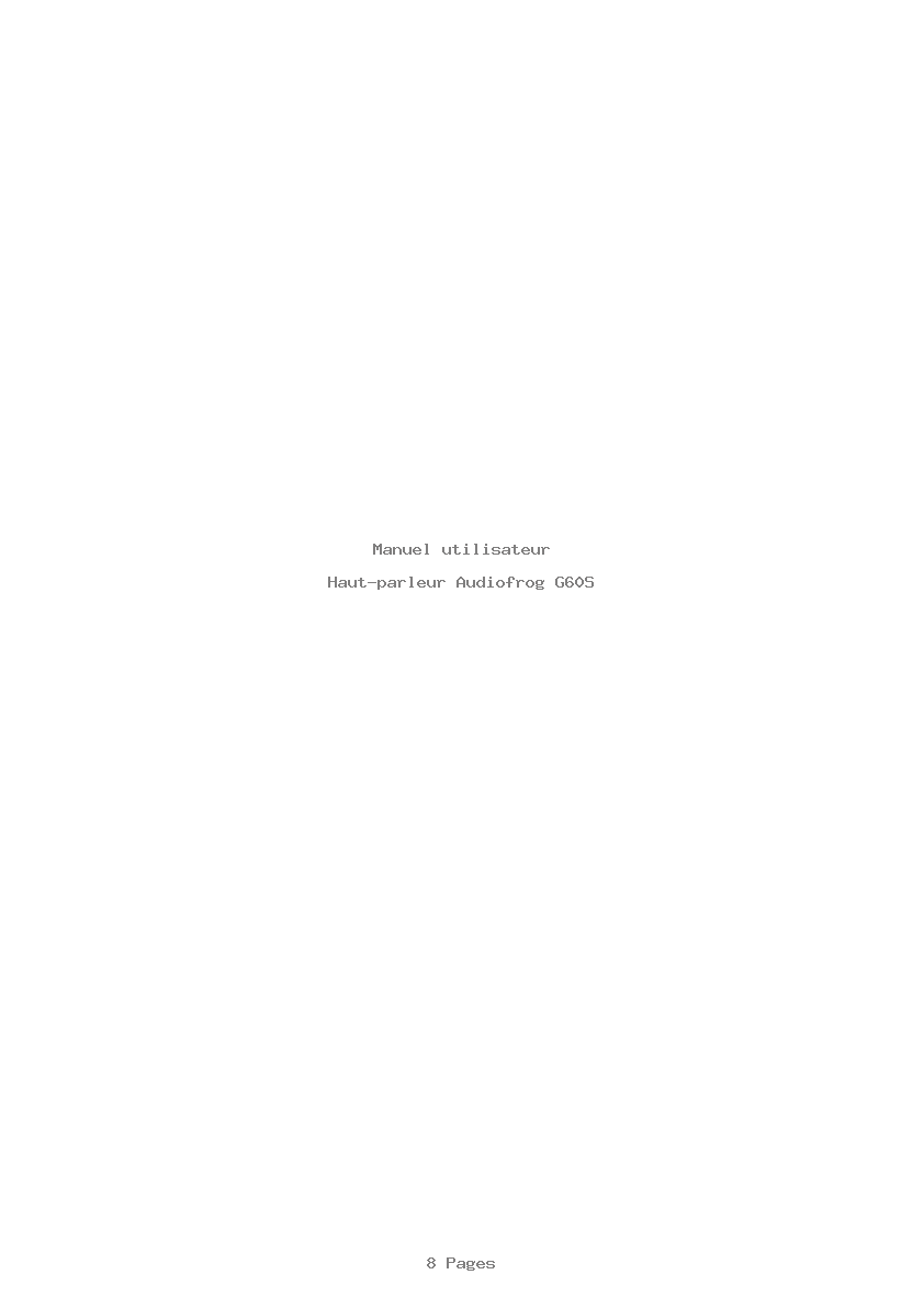 Page 1 de la notice Manuel utilisateur Audiofrog G60S