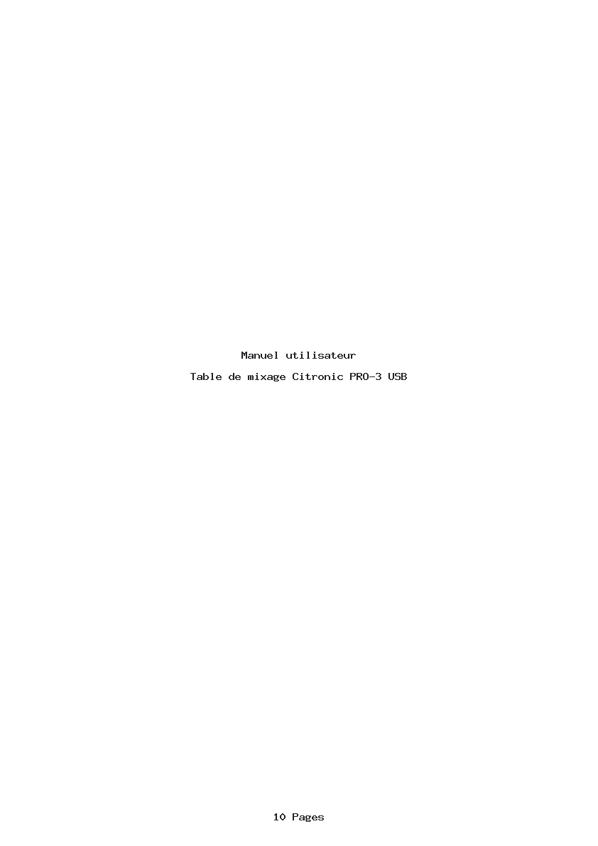 Page 1 de la notice Manuel utilisateur Citronic PRO-3 USB