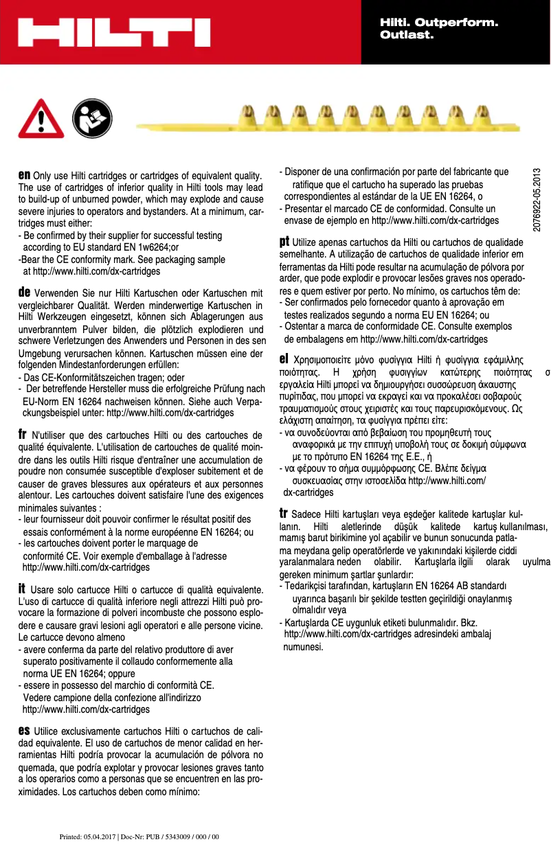 Page 1 de la notice Instructions / montage Hilti DX 5-F8