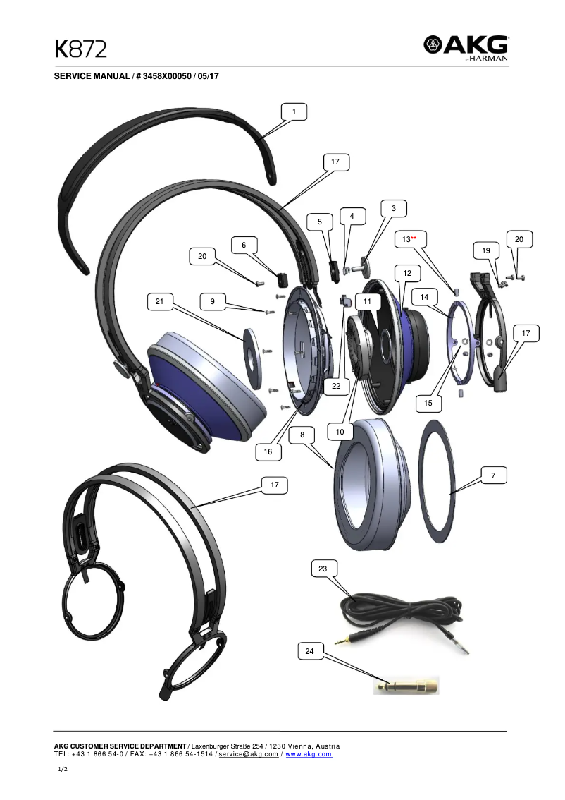 Page 1 de la notice Manuel utilisateur AKG K872