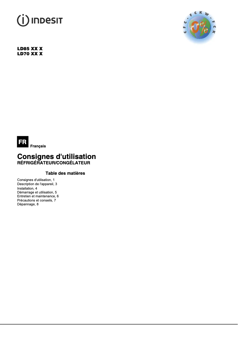 Page n°1 - Mode d'emploi Indesit LD70 N1 X UK