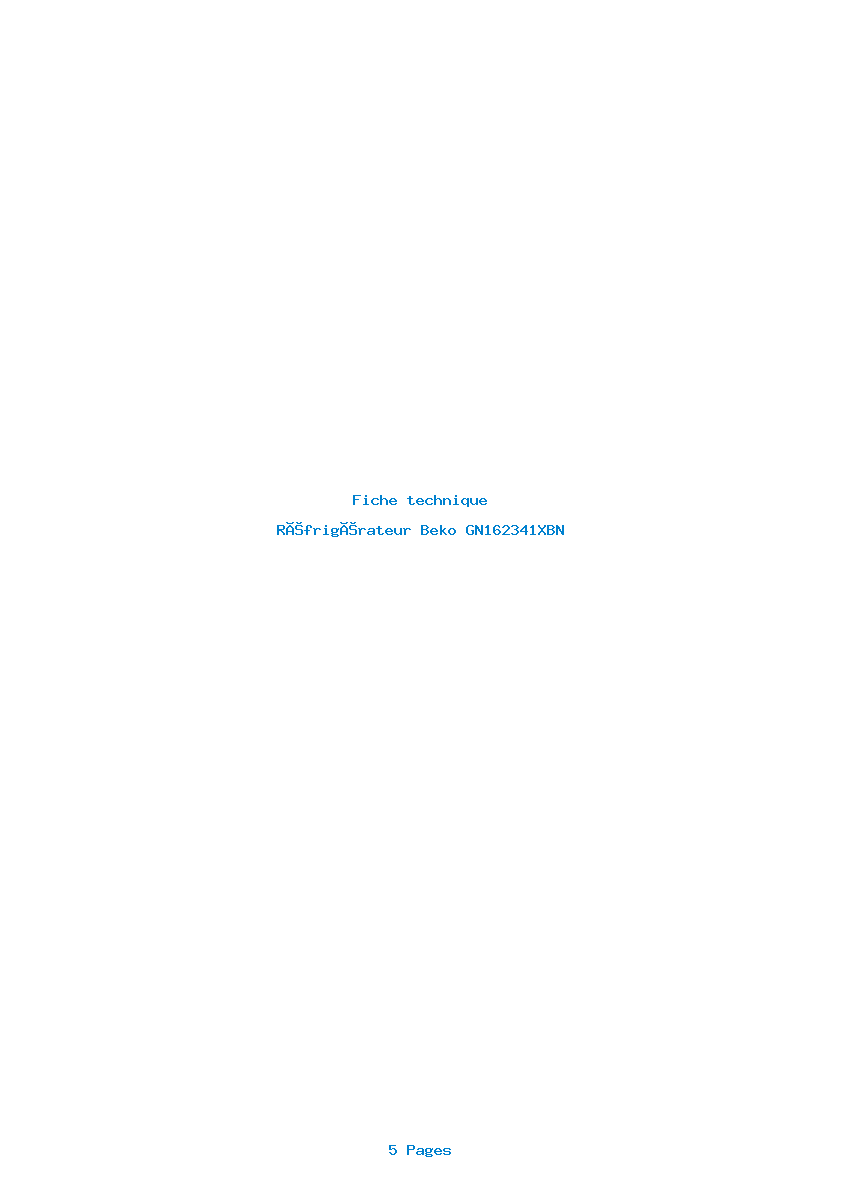 Page 1 de la notice Fiche technique Beko GN162341XBN