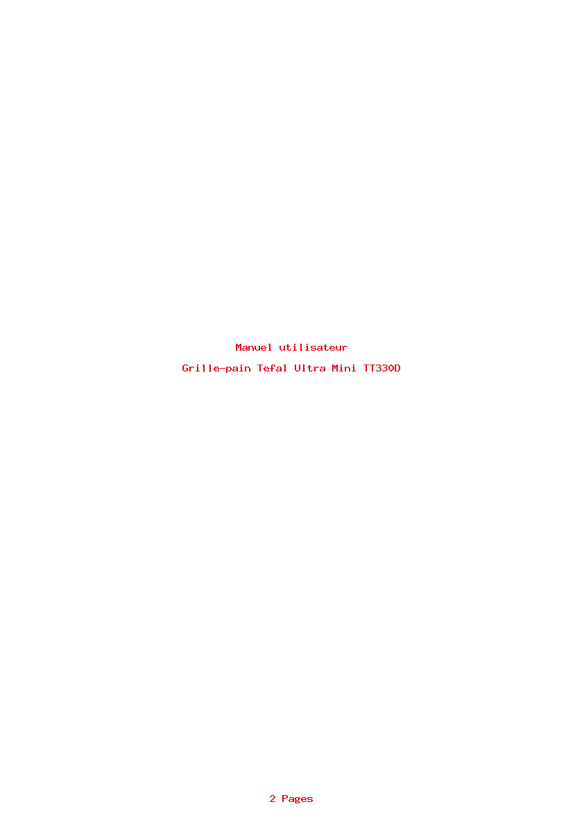 Page 1 de la notice Manuel utilisateur Tefal Ultra Mini TT330D