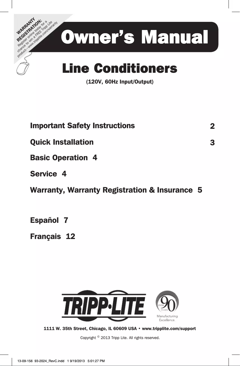 Page 1 de la notice Manuel utilisateur Tripp Lite LS606M