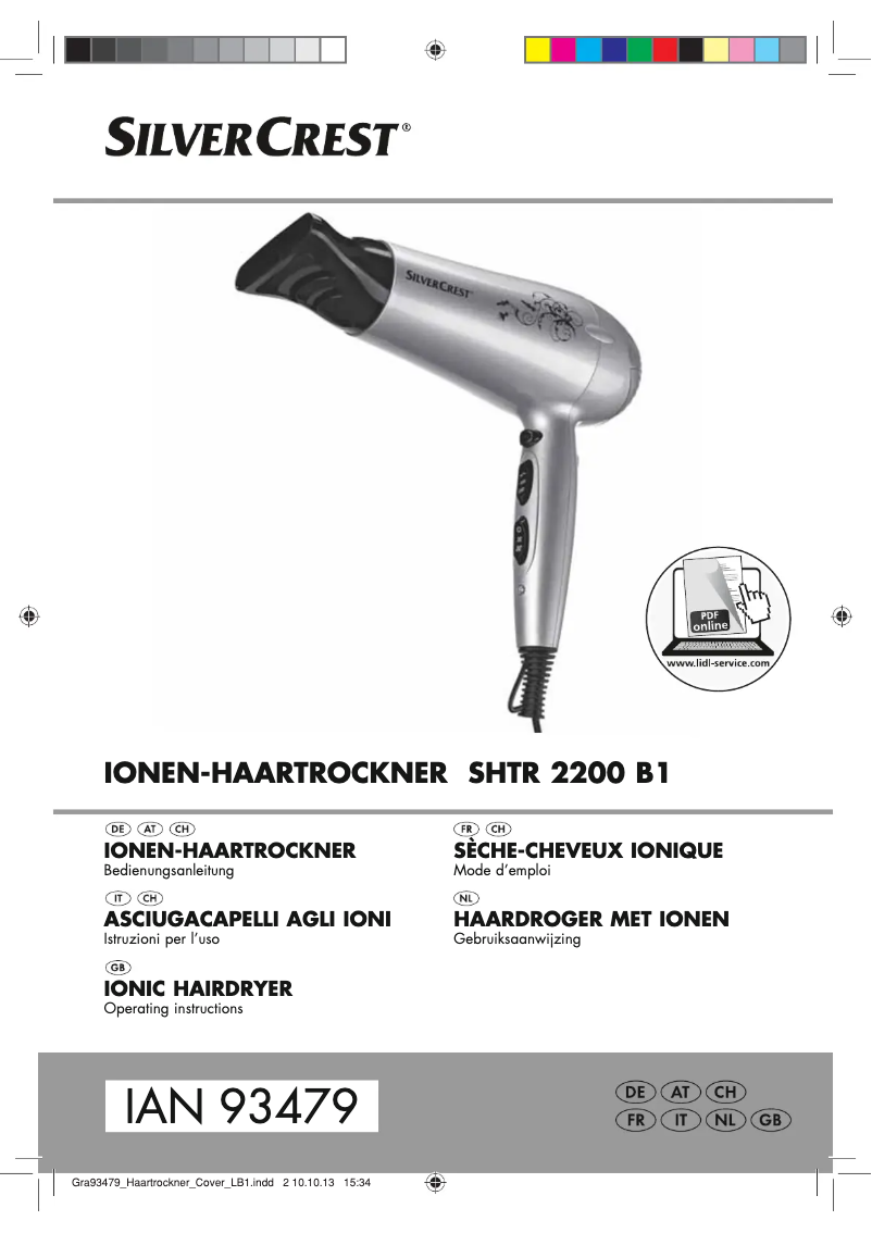 Page 1 de la notice Manuel utilisateur SilverCrest SHTR 2200 B1