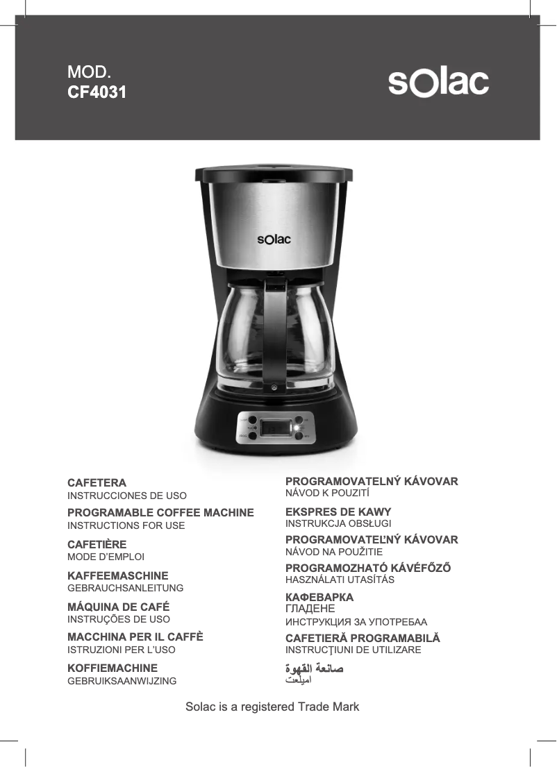 Page 1 de la notice Manuel utilisateur Solac Stillo Digital CF4031