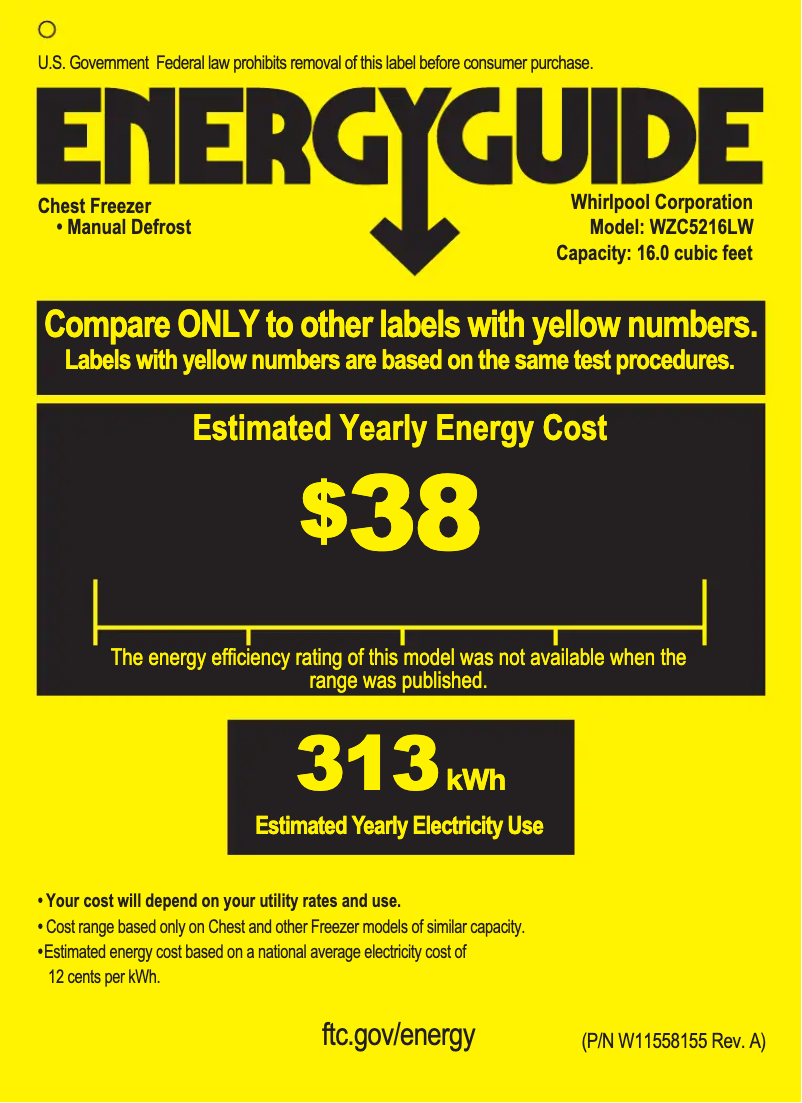 Page 1 of the manual Energy Label Whirlpool WZC5216LW