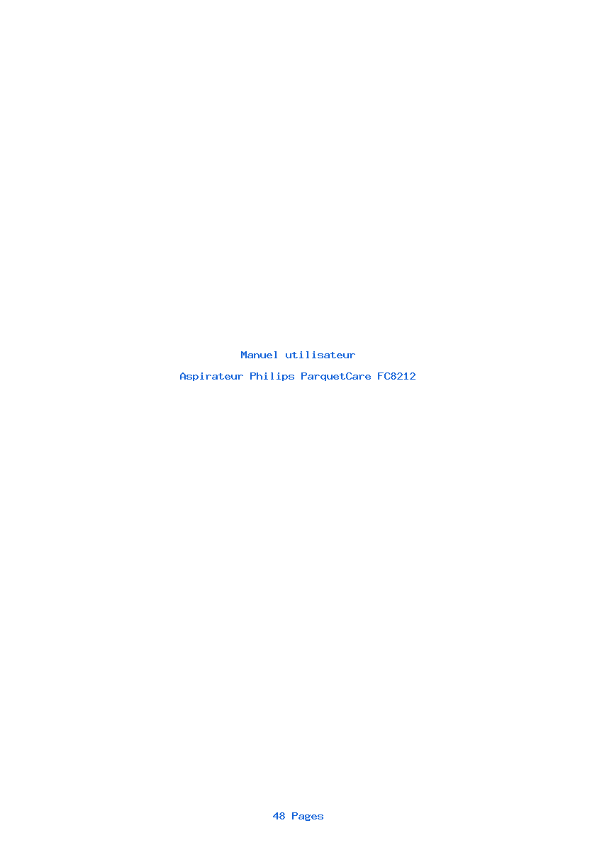 Page 1 de la notice Manuel utilisateur Philips ParquetCare FC8212