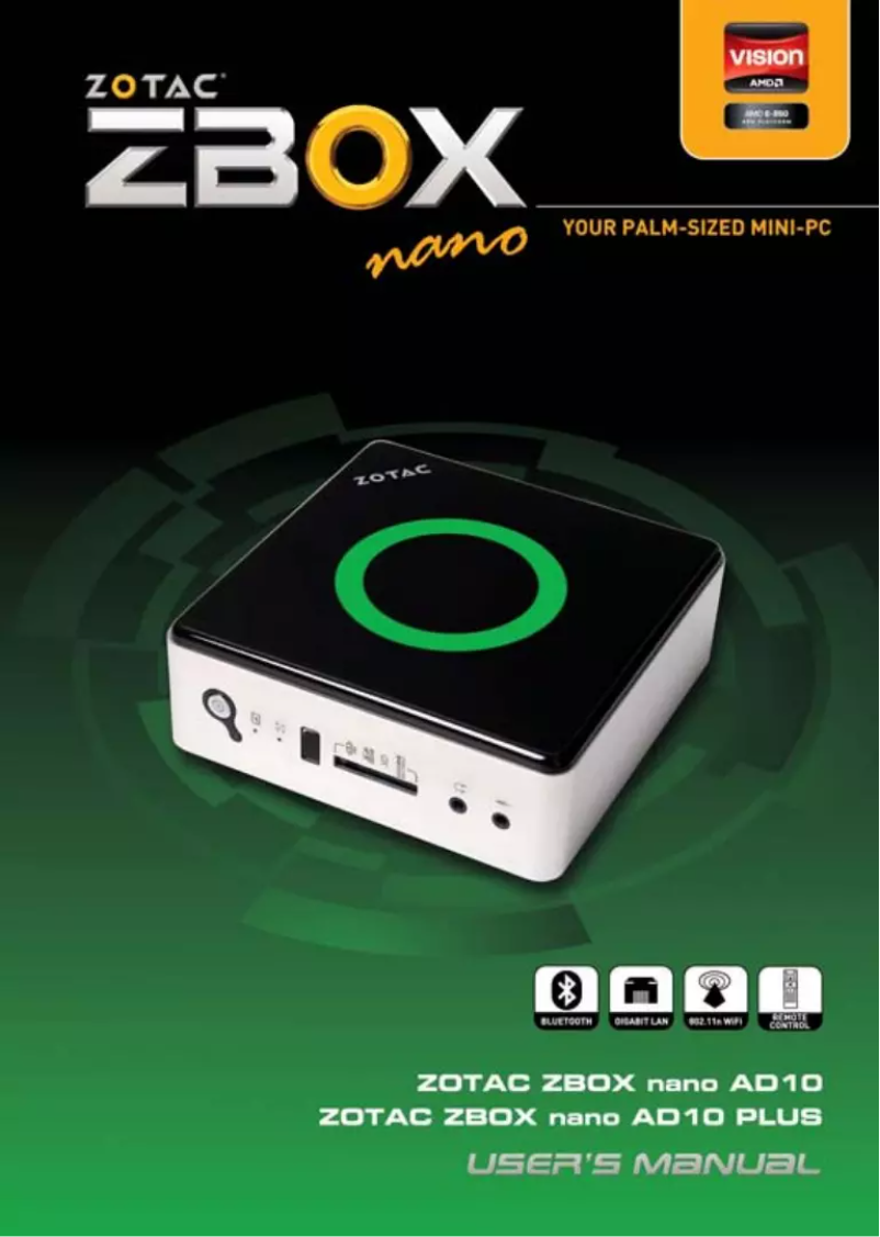 Page 1 de la notice Manuel utilisateur Zotac ZBOX nano AD10 Plus