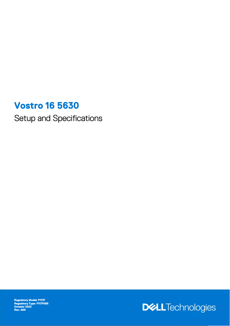 Page 1 de la notice Guide d'installation Dell Vostro 16 5630