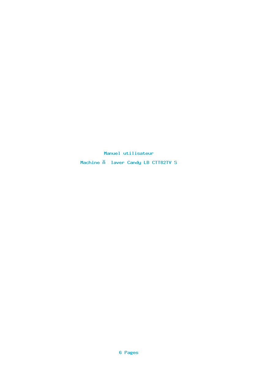 Page 1 de la notice Manuel utilisateur Candy LB CTT82TV S