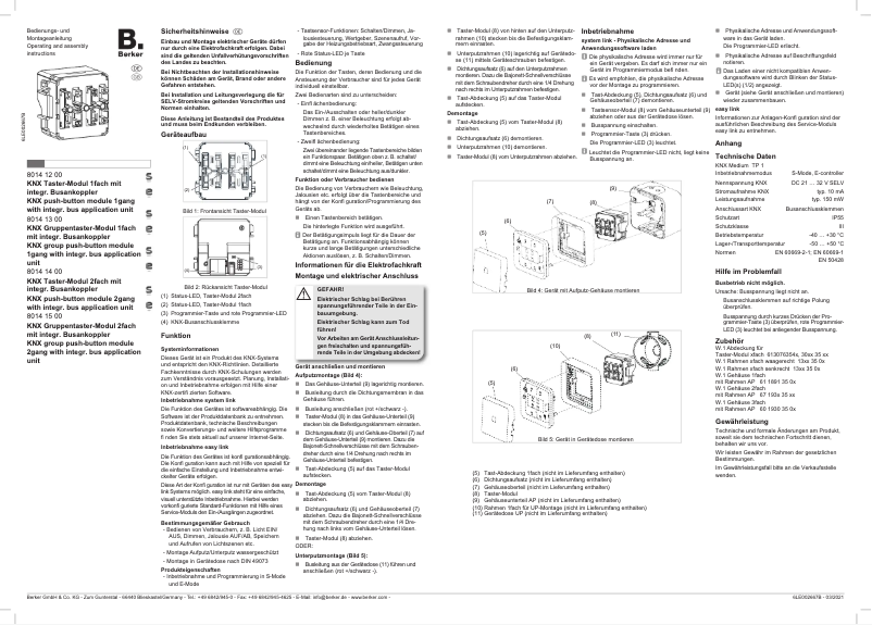 Page 1 de la notice Manuel utilisateur Berker 80141400