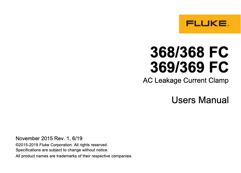 Page 1 de la notice Manuel utilisateur Fluke 368
