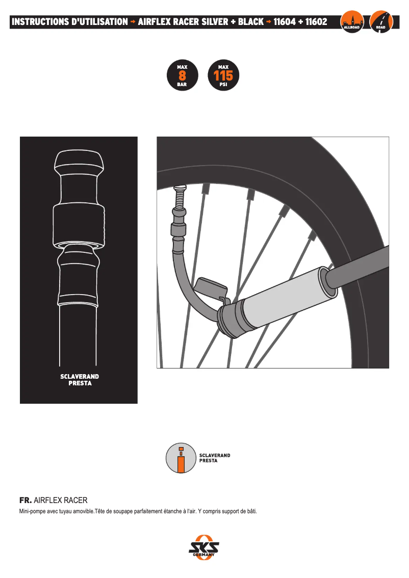 Page 1 de la notice Manuel utilisateur SKS Airflex Racer