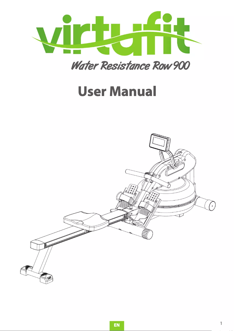 Page 1 de la notice Manuel utilisateur VirtuFit Water Resistance Row 900