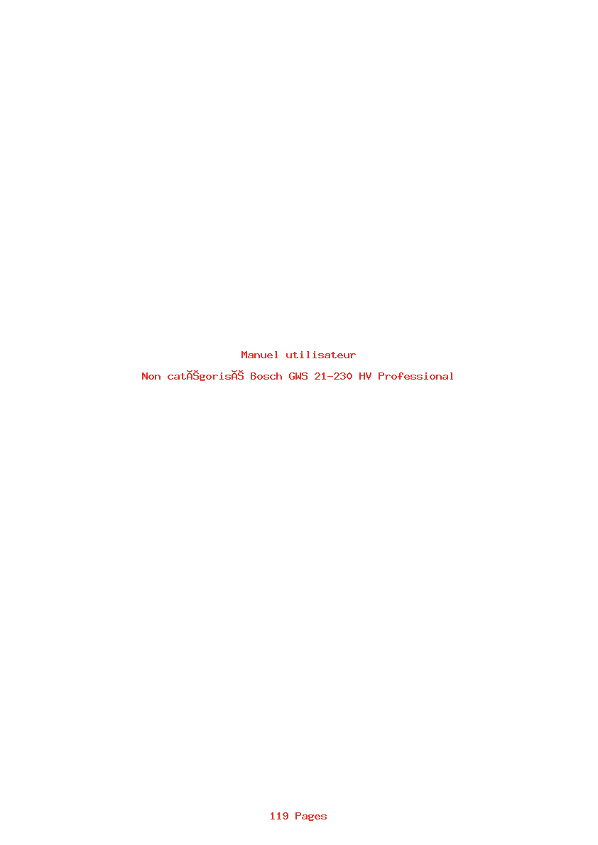Page 1 de la notice Manuel utilisateur Bosch GWS 21-230 HV Professional