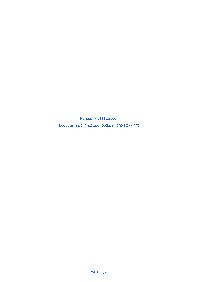 Page 1 de la notice Manuel utilisateur Philips GoGear SA5MXX04AFC