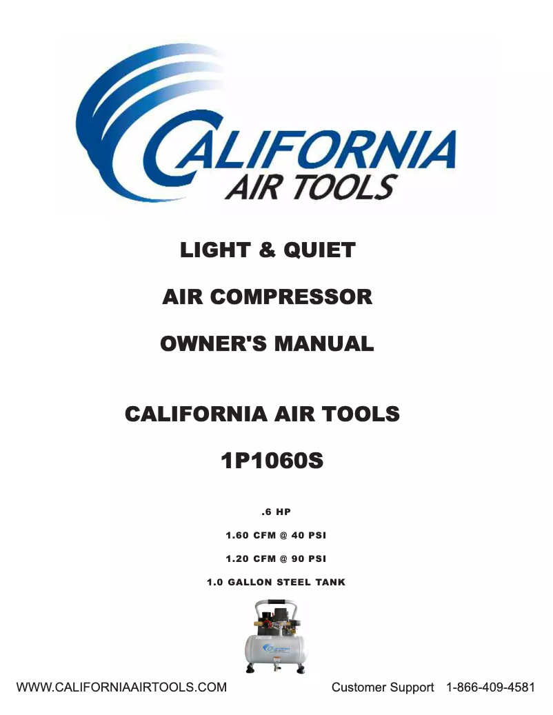 Page 1 of the manual User Manual California Air Tools 1P1060S