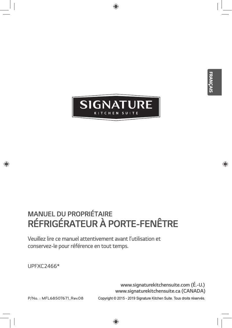Page 1 de la notice Manuel utilisateur LG UPFXC2466S