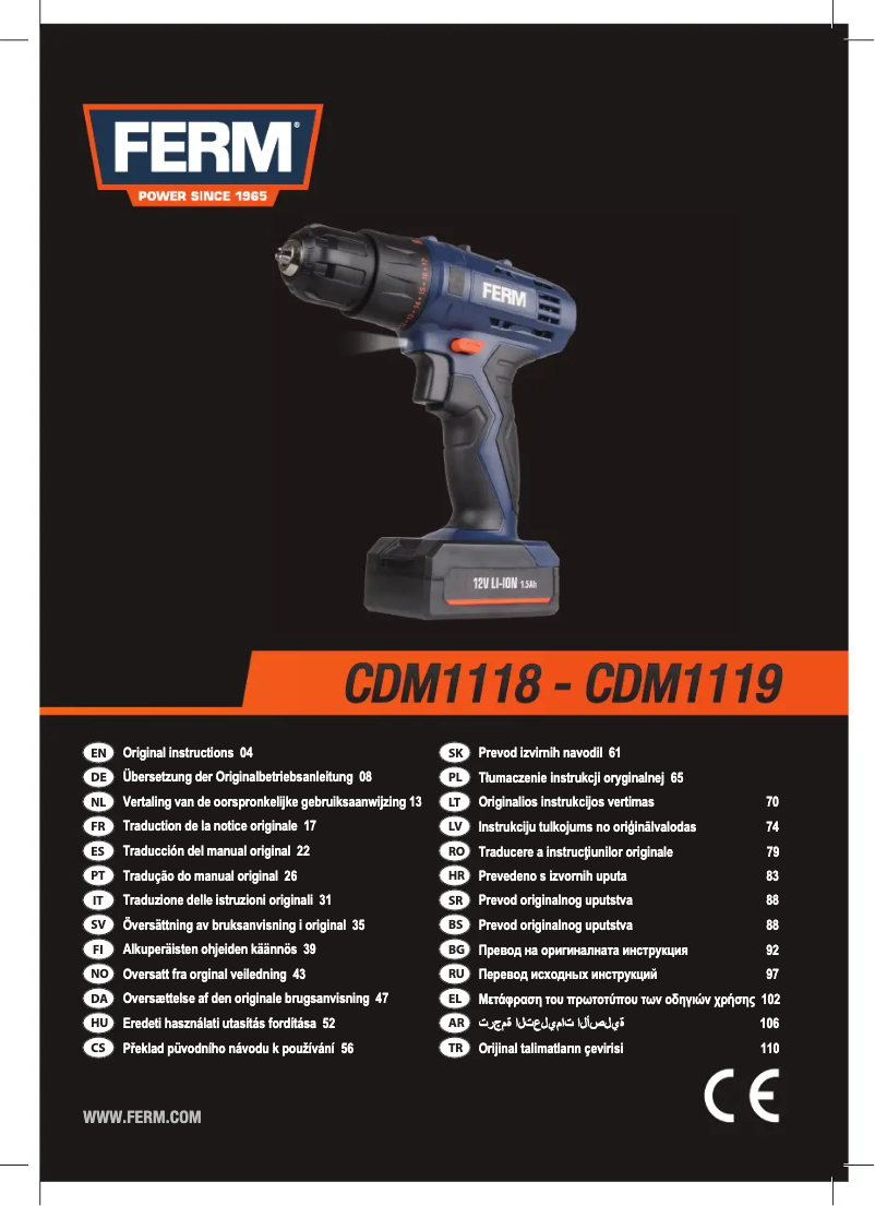 Page 1 de la notice Manuel utilisateur Ferm CDM1119