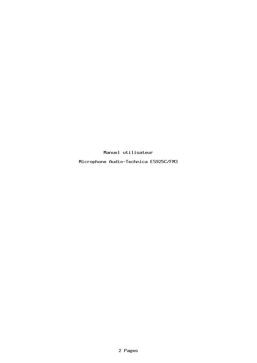 Page 1 de la notice Manuel utilisateur Audio-Technica ES925C/FM3