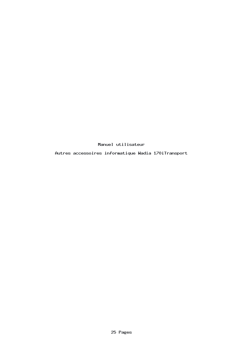 Page 1 de la notice Manuel utilisateur Wadia 170iTransport