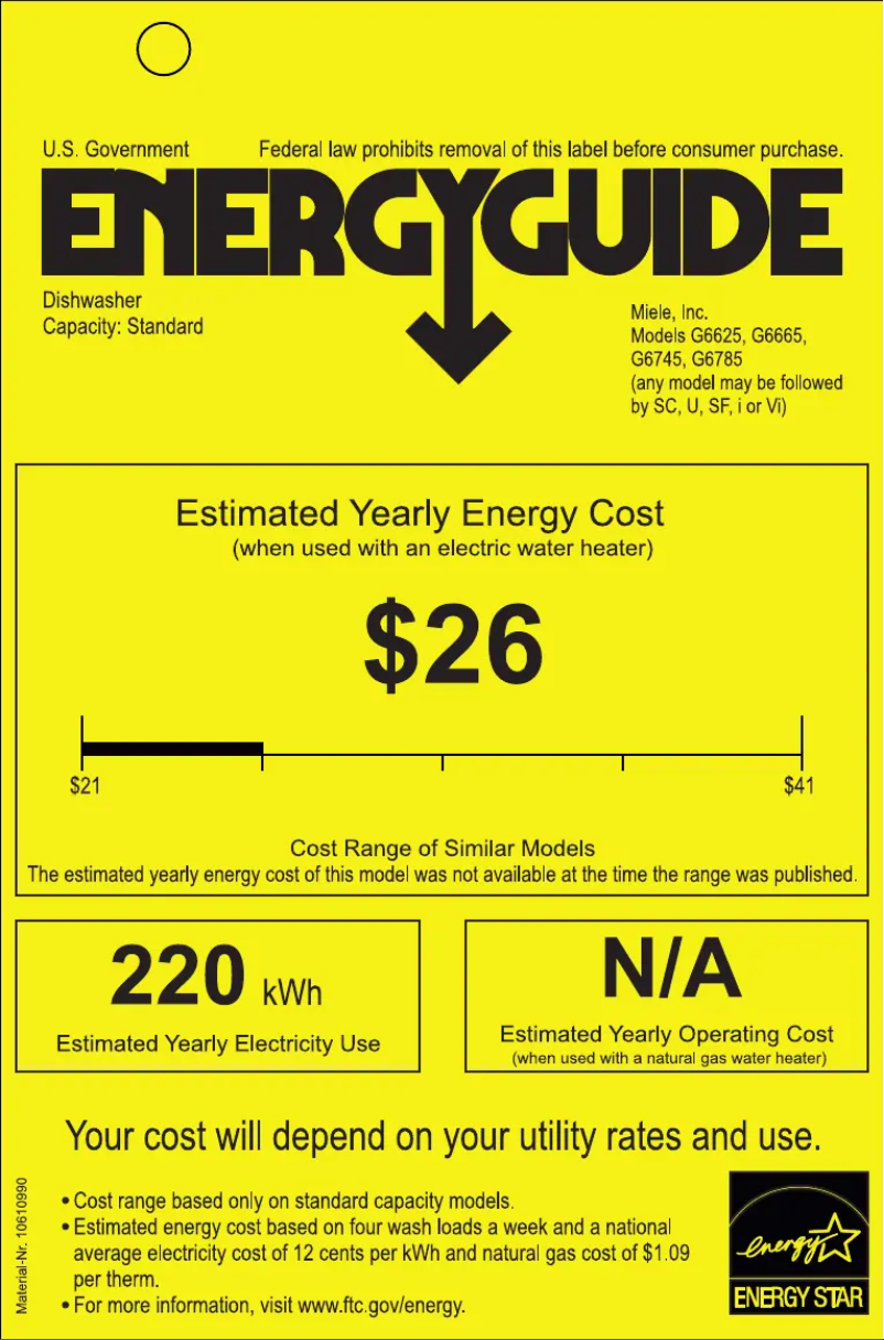 Página 1 del manual Etiqueta energética Miele EcoFlex G 6665 SCVI SF