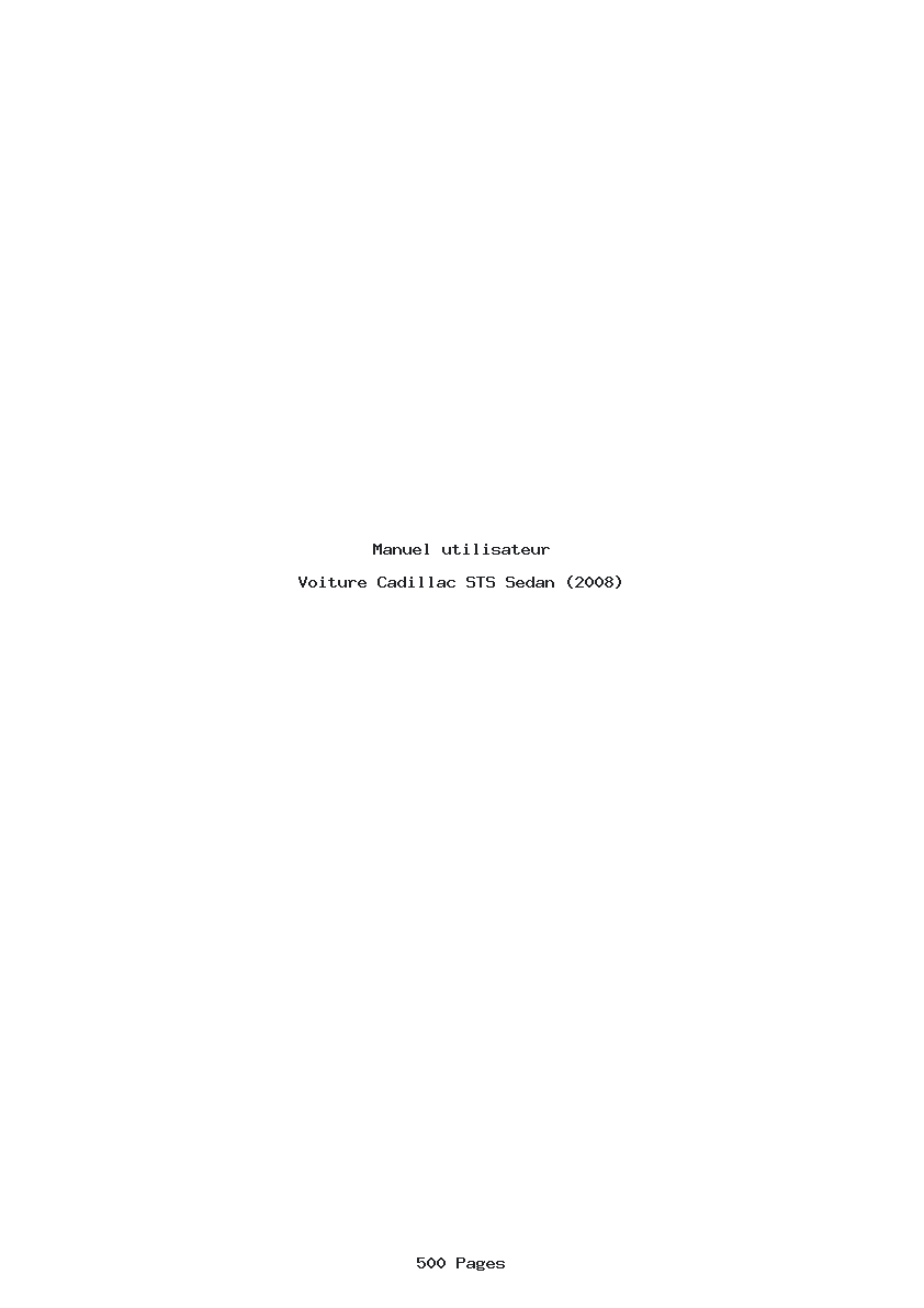 Page 1 de la notice Manuel utilisateur Cadillac STS Sedan (2008)
