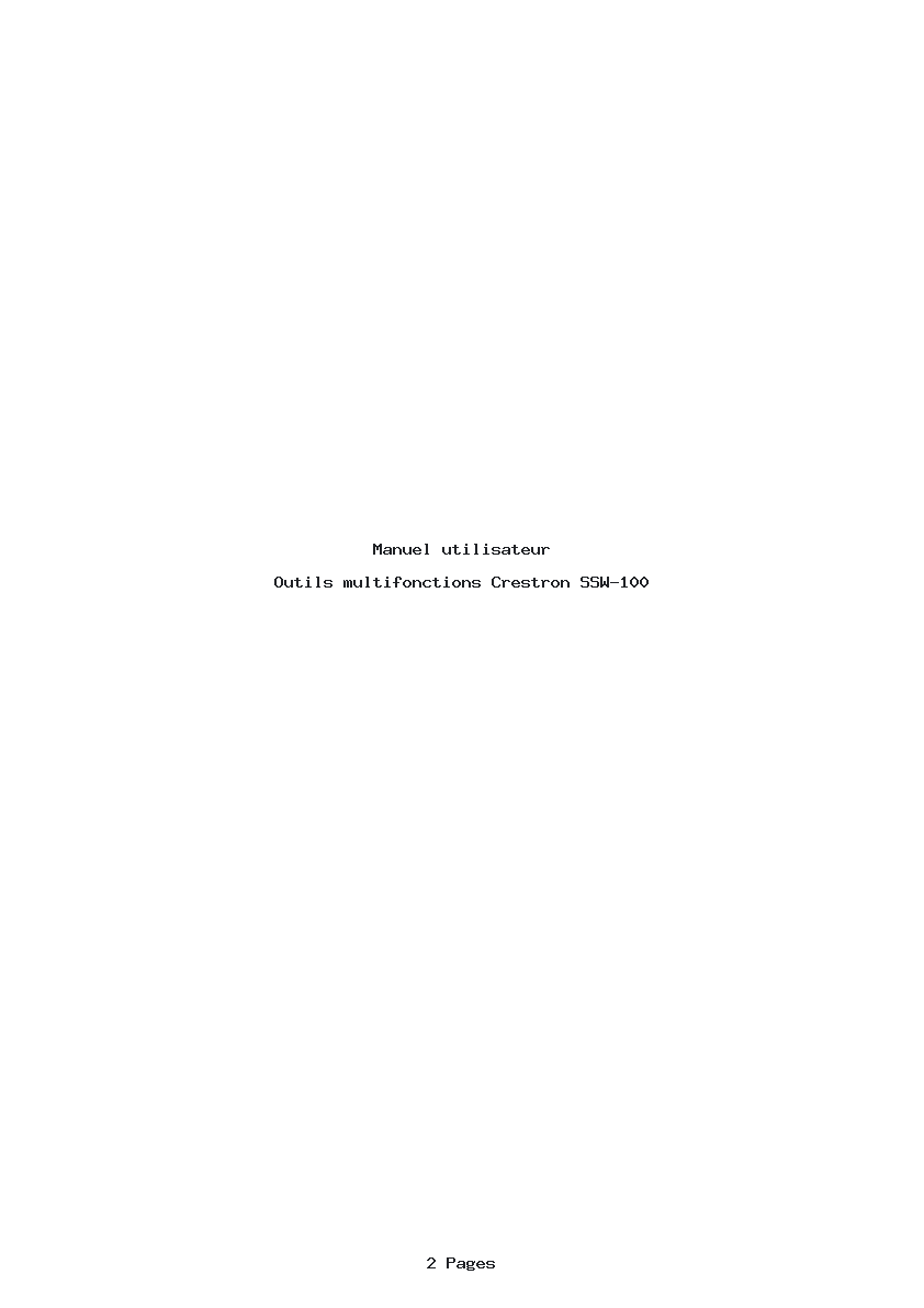 Page 1 de la notice Manuel utilisateur Crestron SSW-100
