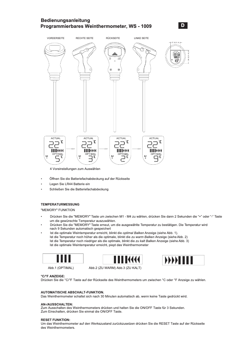 Page 1 de la notice Manuel utilisateur Techno Line WS 1009