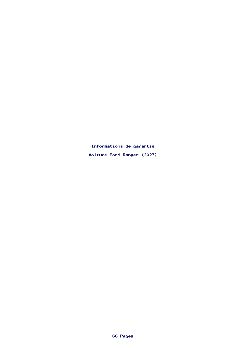 Page 1 de la notice Informations de garantie Ford Ranger (2023)