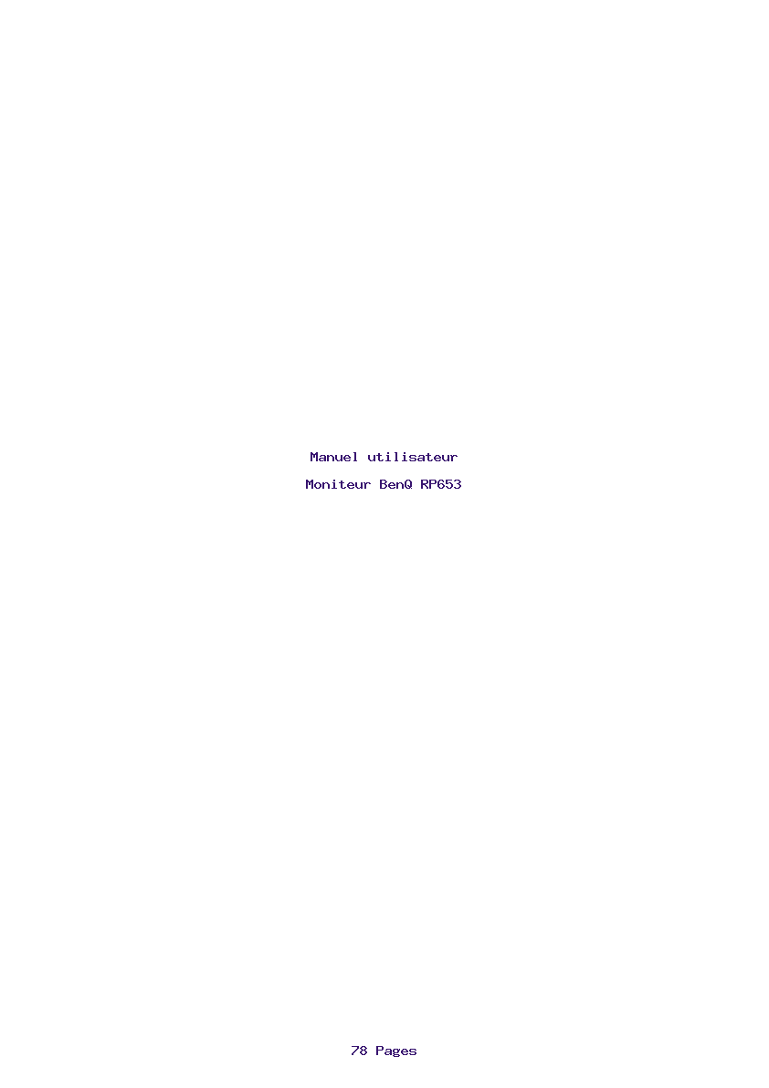 Page 1 de la notice Manuel utilisateur BenQ RP653