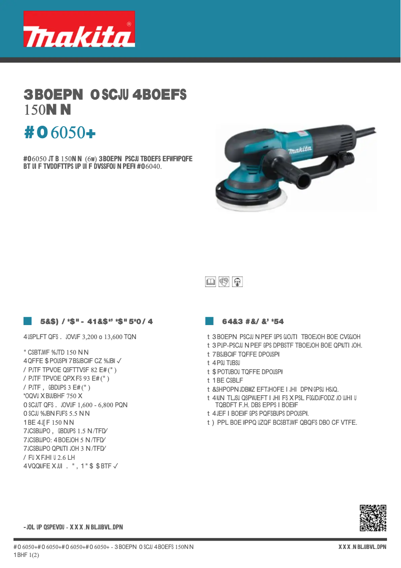 Page 1 de la notice Fiche technique Makita BO6050J