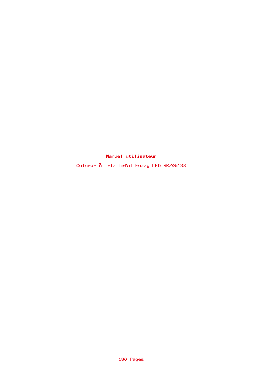 Page 1 de la notice Manuel utilisateur Tefal Fuzzy LED RK705138