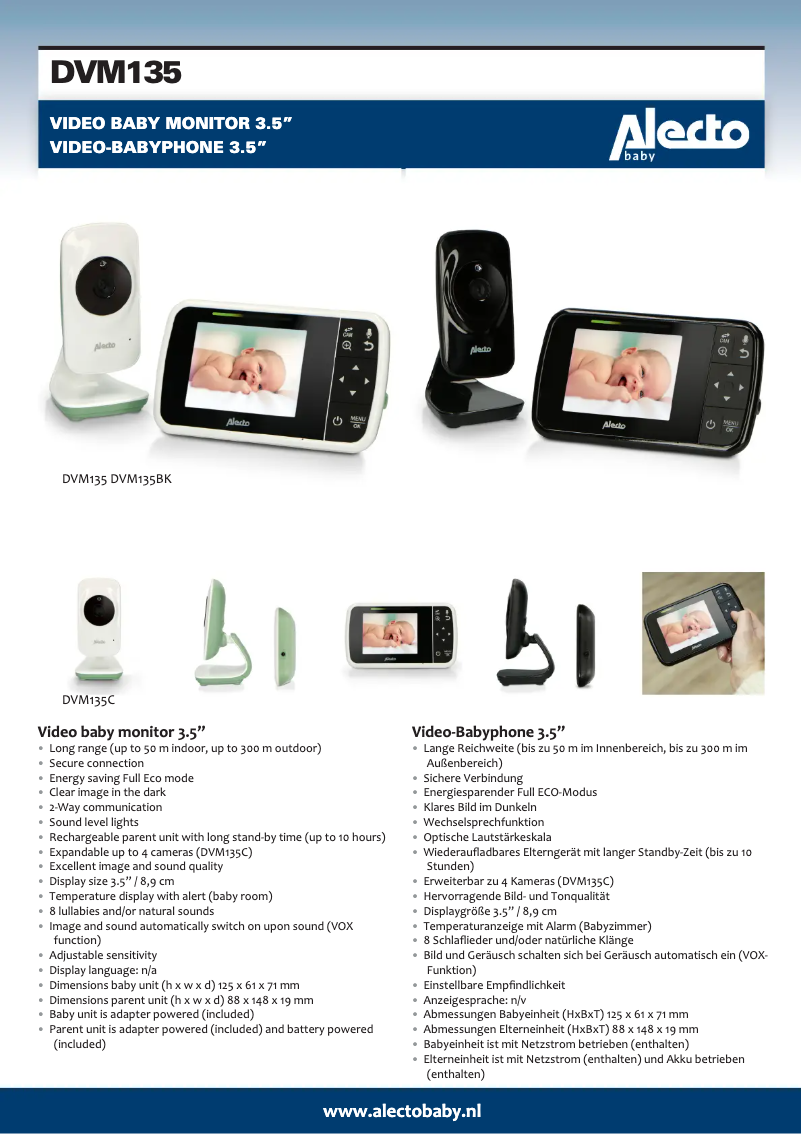 Page 1 de la notice Manuel utilisateur Alecto DVM135