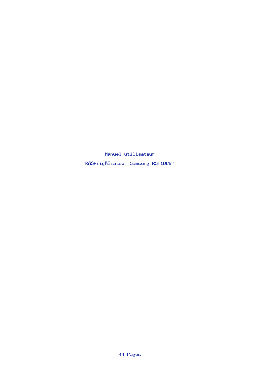 Image de la première page du manuel de l'appareil RSH1DBBP